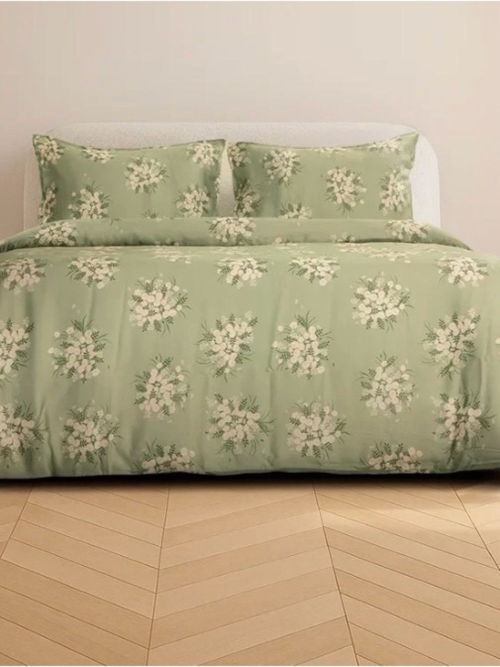 Buffy Breeze King Duvet Cover Midori Floral TENCEL Lyocell Sage Green